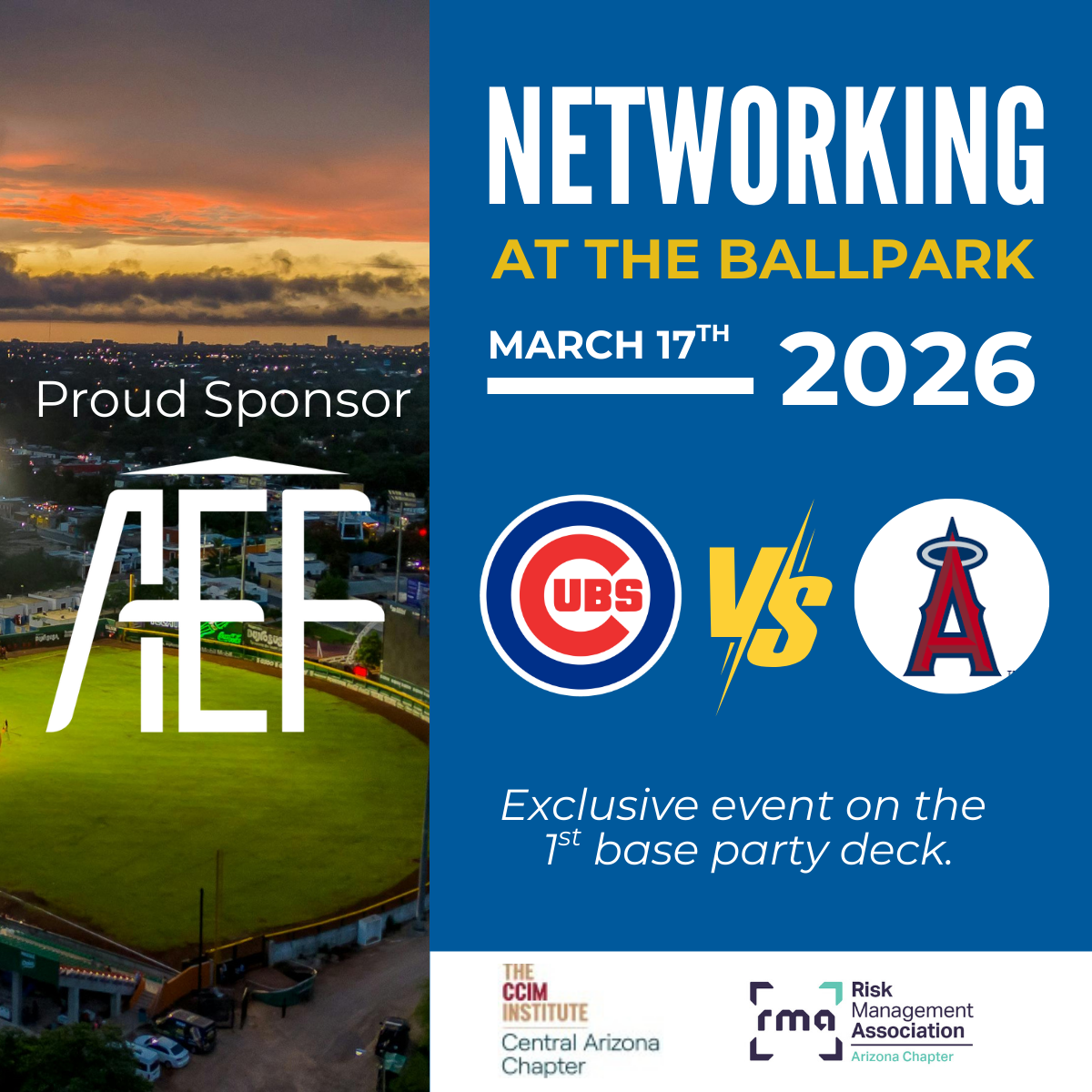 image of a baseball park with blue backdrop and text overlayed