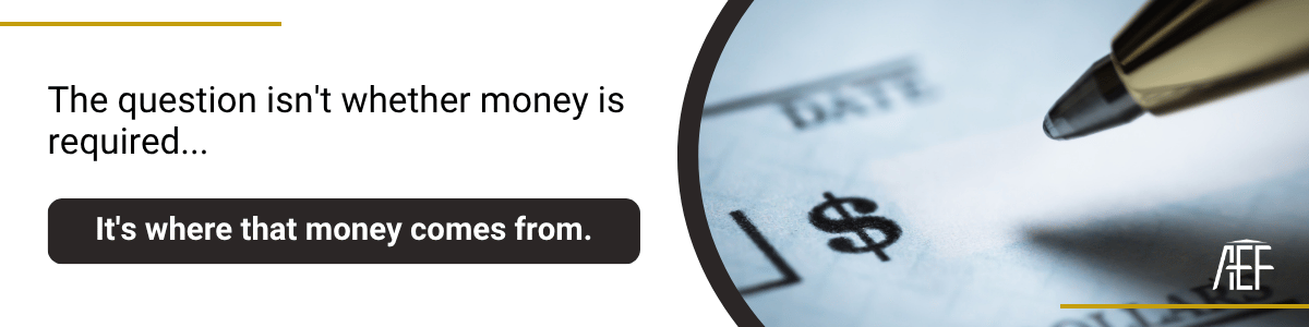 AEF BLOG Lisa Riley Zero Down Business Acquisitions (1) A pen tip nears the signature field of a check. Text reads: The question isn't whether money is required... it's where the money comes from.
